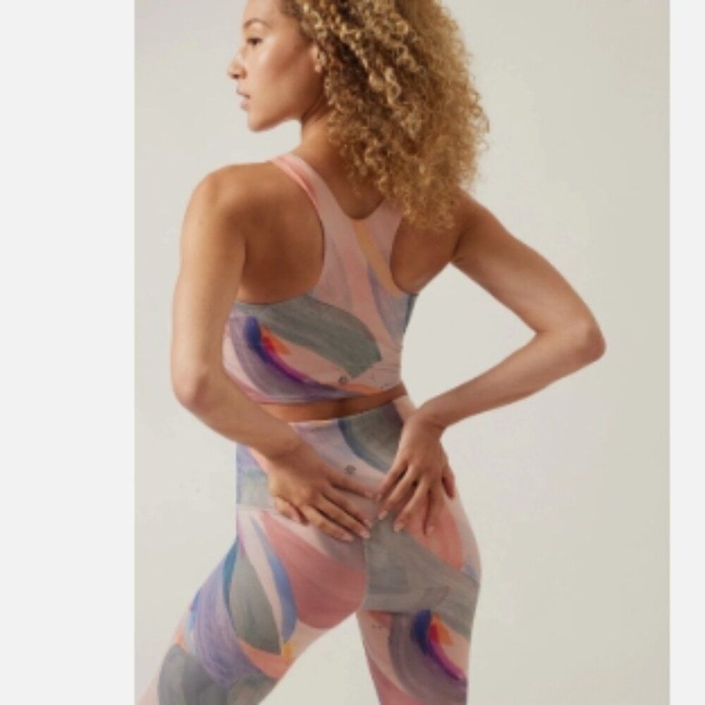 Athleta SET-Vibrance Orchid Pink-Conscious Long Line Crop Top & 7/8 Tights in M